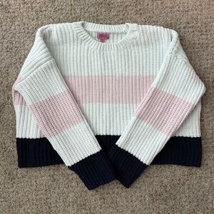 Colorblock Sweater - Pink, White, and Black